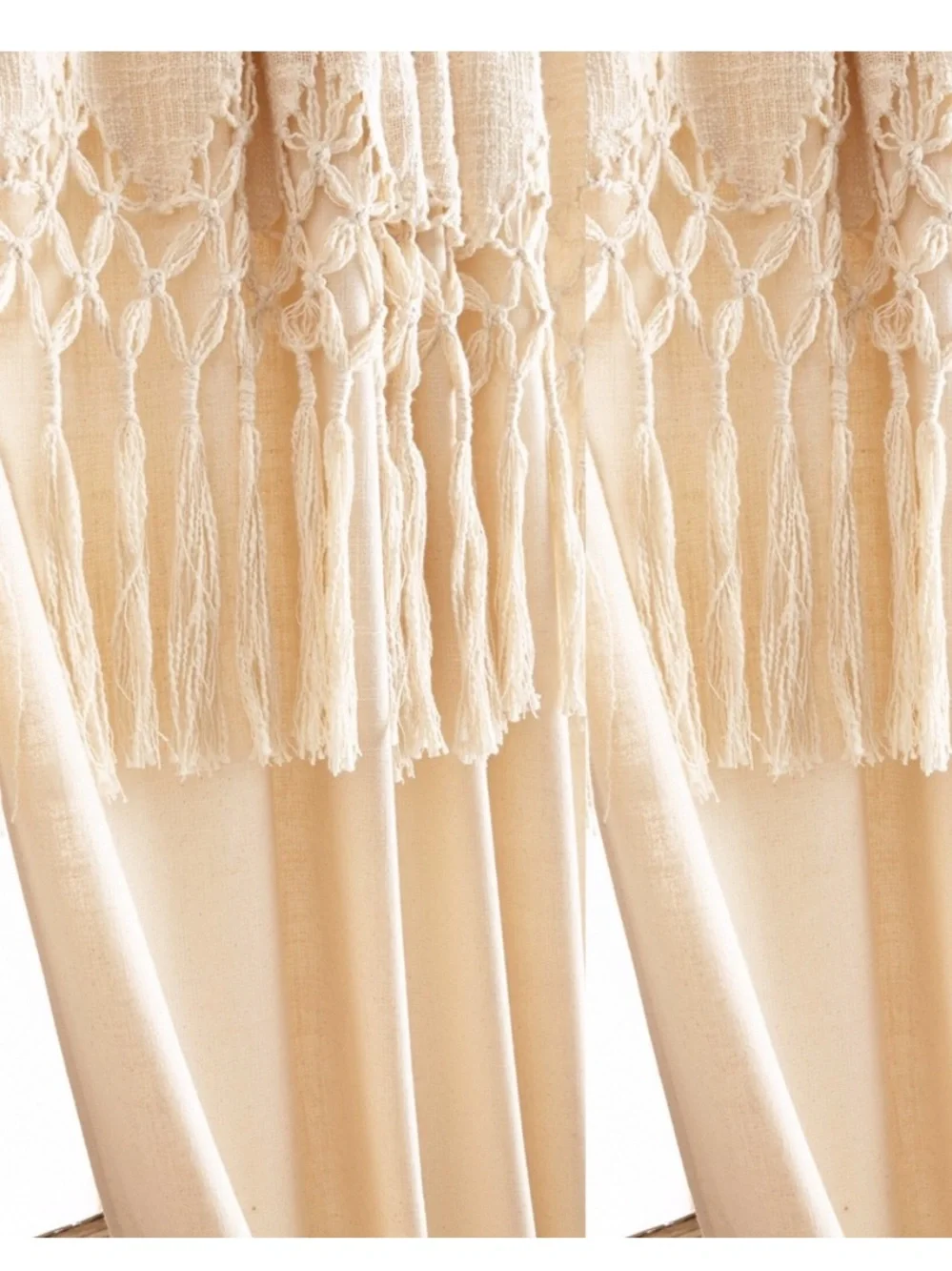 Anthropologie Knotted Macrame Curtain Ivory - 50